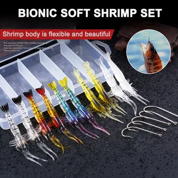 

2020 New 10Pcs Artificial Silicone Soft Fishing Bait Set Shrimp Lure with Hook for Freshwater Saltwater X85