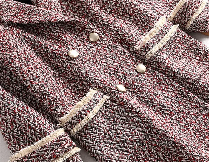 Шерстяное пальто размера плюс 5XL женское осеннее зимнее модное приталенное клетчатое пальто средней длины двубортное повседневное пальто парки A1107