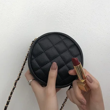 

Women's Bag Small round Bag New 2020 Diamond Plaid Bag Single-Shoulder Crossbody Bag Chain Bag Women