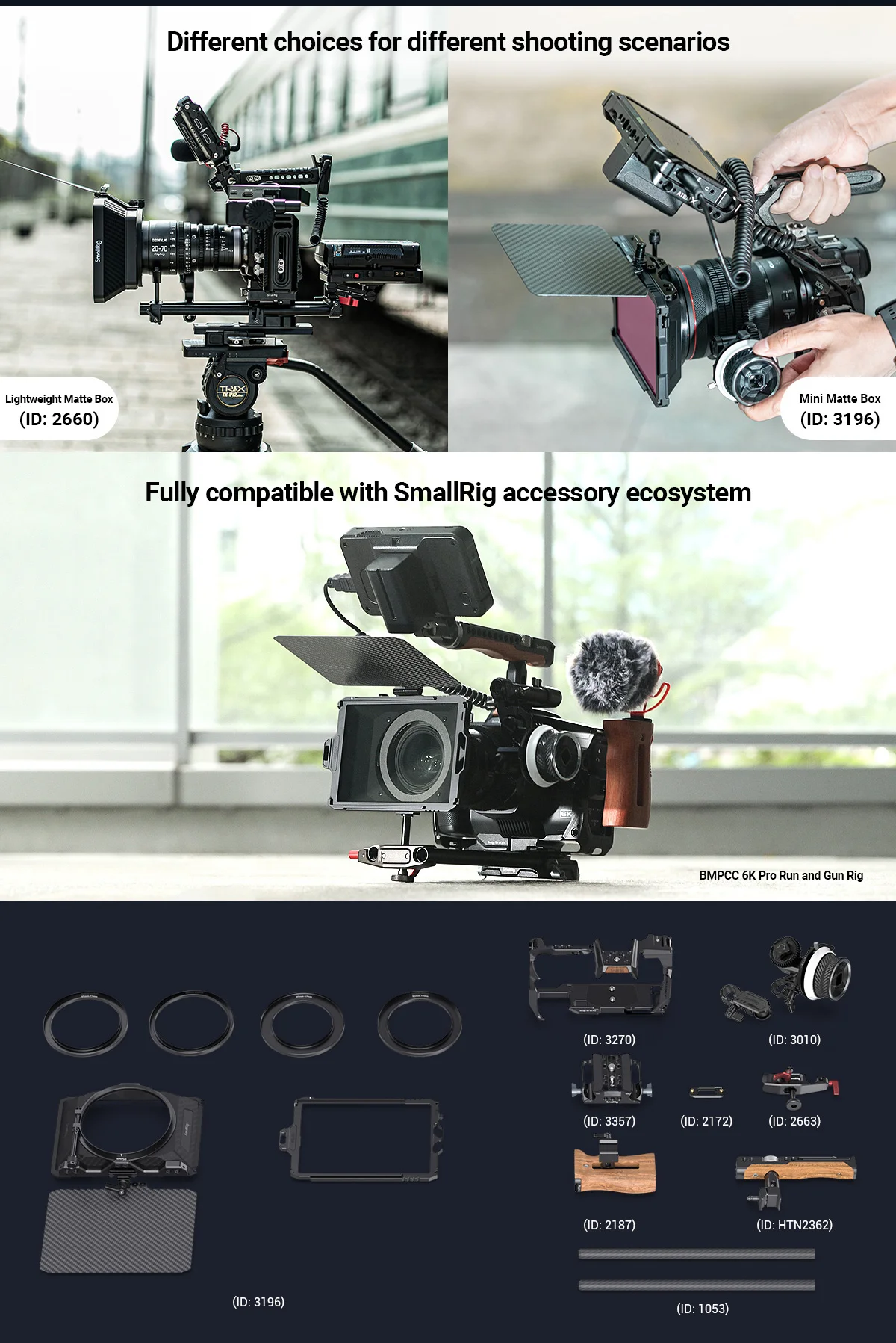 Description Picture 6 of itemSmallRig Mini Matte Box Pro Mini Follow Focus for Mirrorless DSLR Cameras Compatible with 67mm/72mm/77mm/82mm/95mm Lens