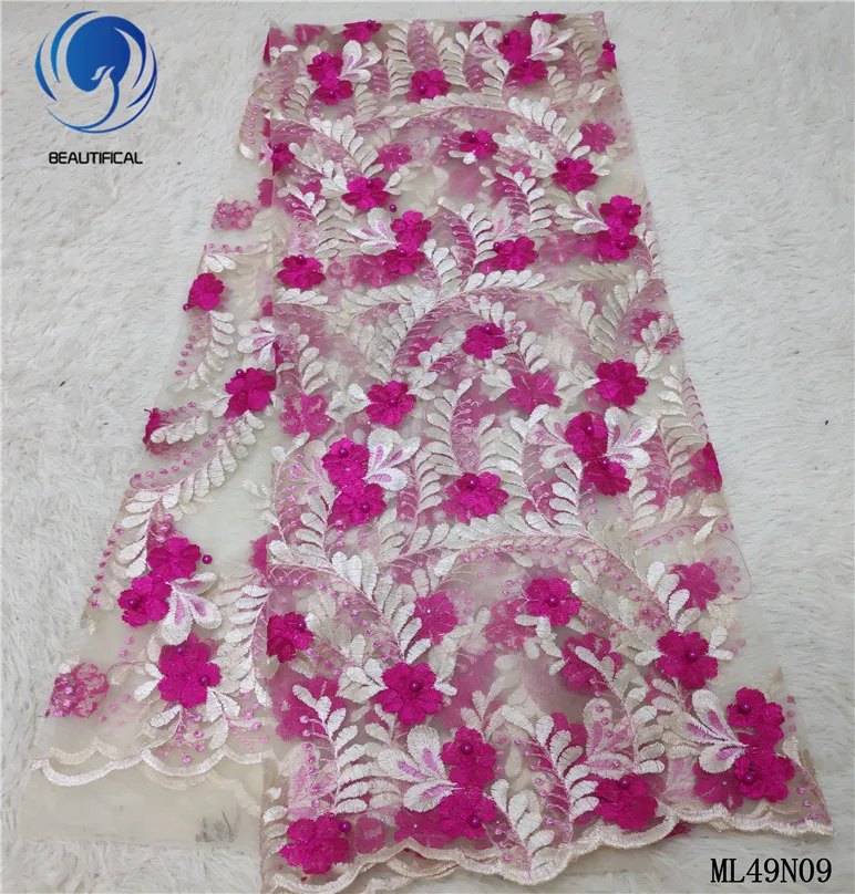 

BEAUTIFICAL African Embroidery Lace Sewing French Lace Material Beads Net Lace Tulle Mesh Dress Sewing Tissu ML49N09