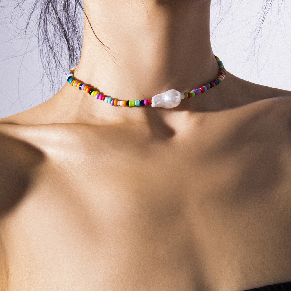 Bohemia handmade rainbow beads candy shell personality multi layer satellite Necklace women's fashion jewelry necklace