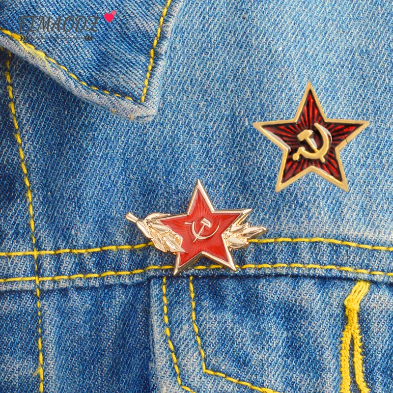 FIMAODZ винтажная советская эмалированная булавка CCCP Красная звезда серп молот