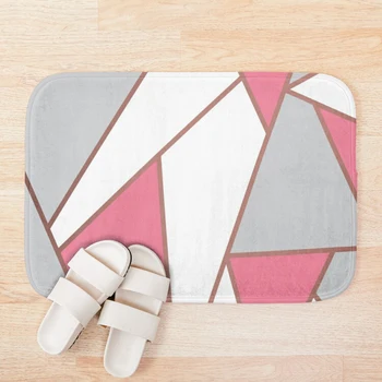 

Pink White Gray Geometric Pattern Bath Mat Hallway Carpets Anti-Slip Bath Floor Mat Animals Outdoor Rugs Front Door Mats