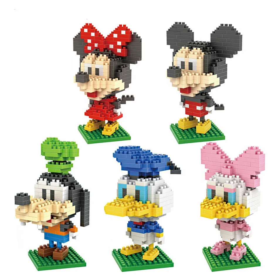 

Small Building Blocks Brick Toys Cartoon Character Model Educational for Children Compatible Cute Donald Duck Mickey LegoeING