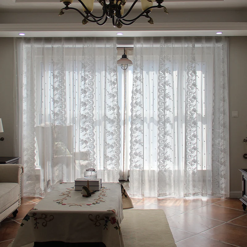 Пасторальные тюлевые шторы с вышивкой для гостиной роскошные белые прозрачные Занавески для окна для спальни кружева Cortina Para Sala