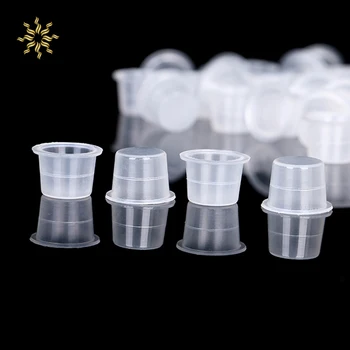 

100pc Plastic Disposable Tattoo Ink Cups Tattoo Accessory Permanent Makeup Pigment Clear Holder Container Cap K510