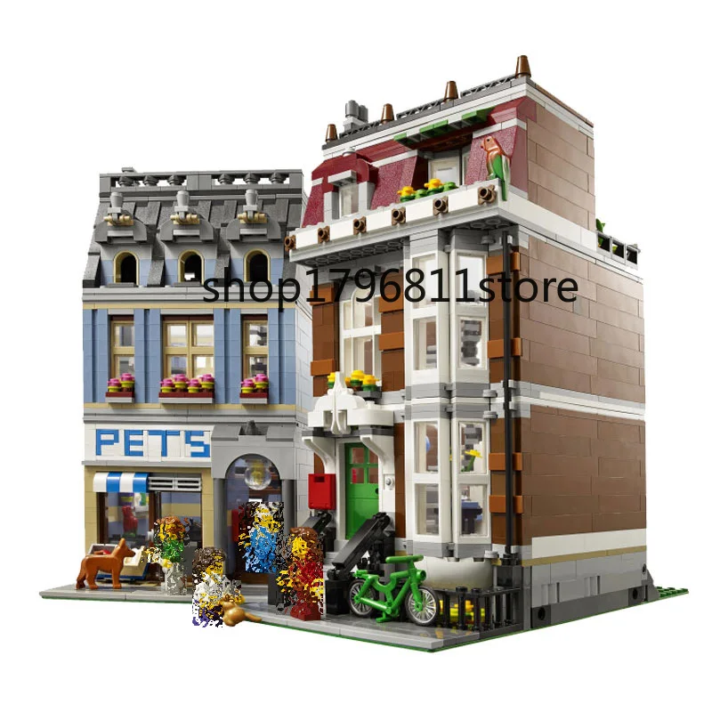 15009, 2082 шт., городской уличный магазин для животных, модели, строительные наборы, блоки, экшн-блоки, детские рождественские игрушки, совместимые с 10218