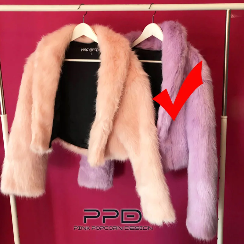 Розовый фиолетовый 2 цвета Высокое качество европейский и американский стиль Короткие Длинные волосы Y2K толстый теплый искусственный мех короткое пальто - Цвет: Color-2