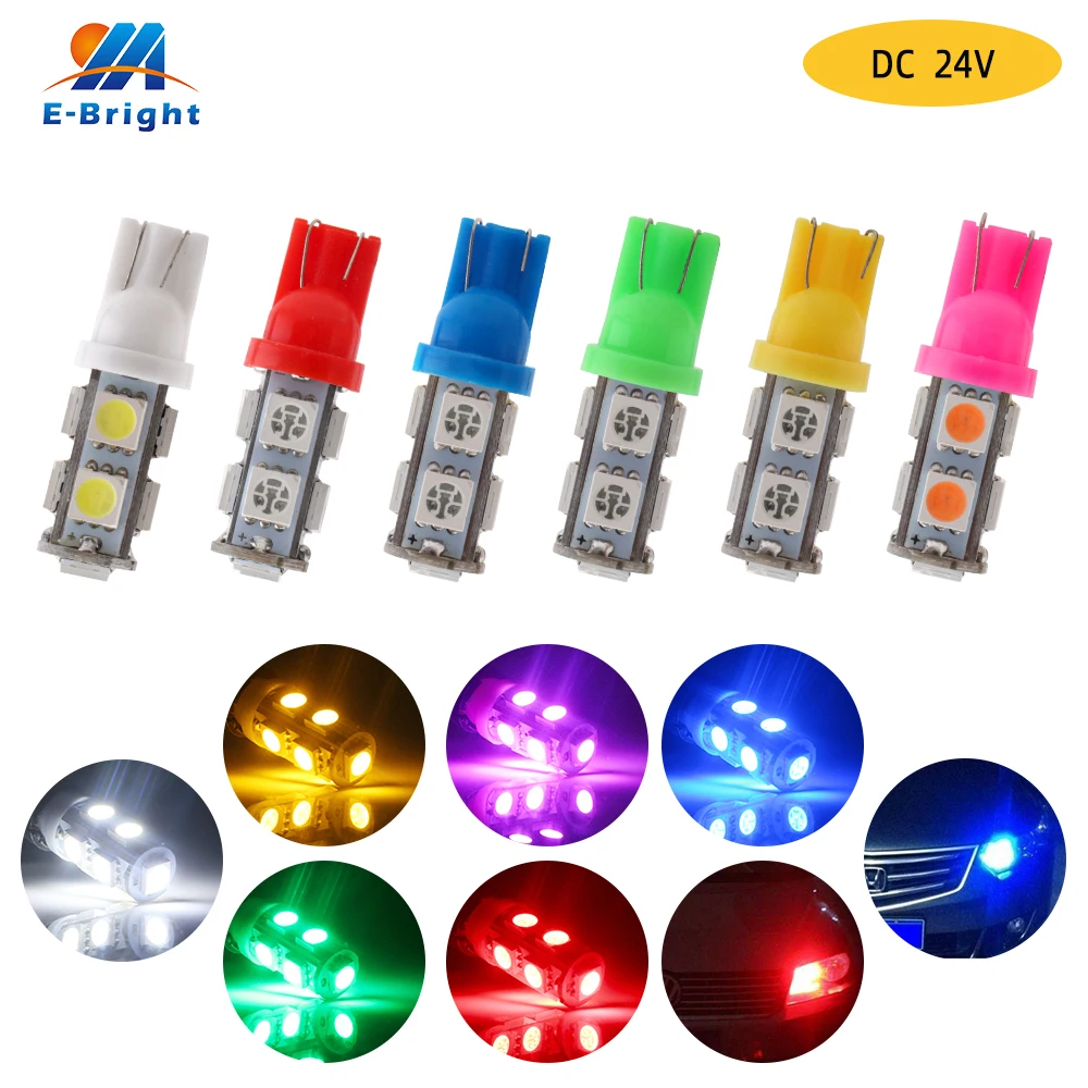 100 шт. светодиодные лампы 24 В DC W5W 194 T10 5050 9 SMD | Автомобили и мотоциклы