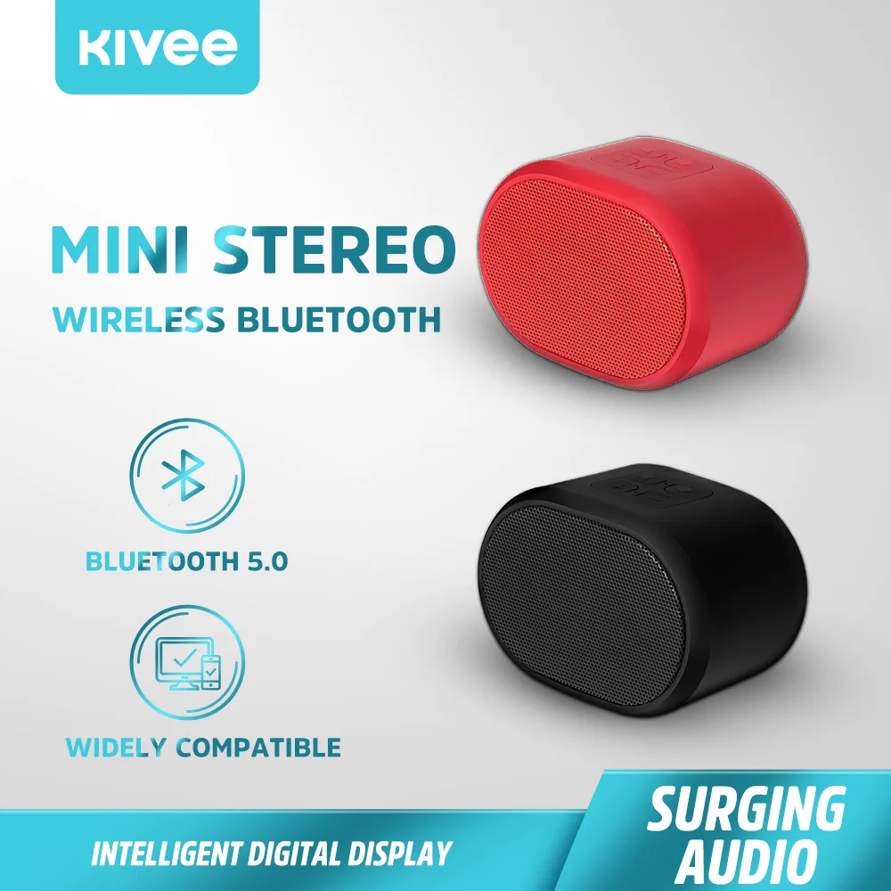 

KIVEE Universal Portable Mini Wireless Bluetooth Speaker Loudspeaker Stereo Surround Support FM TF USB AUX Outdoor Speakes