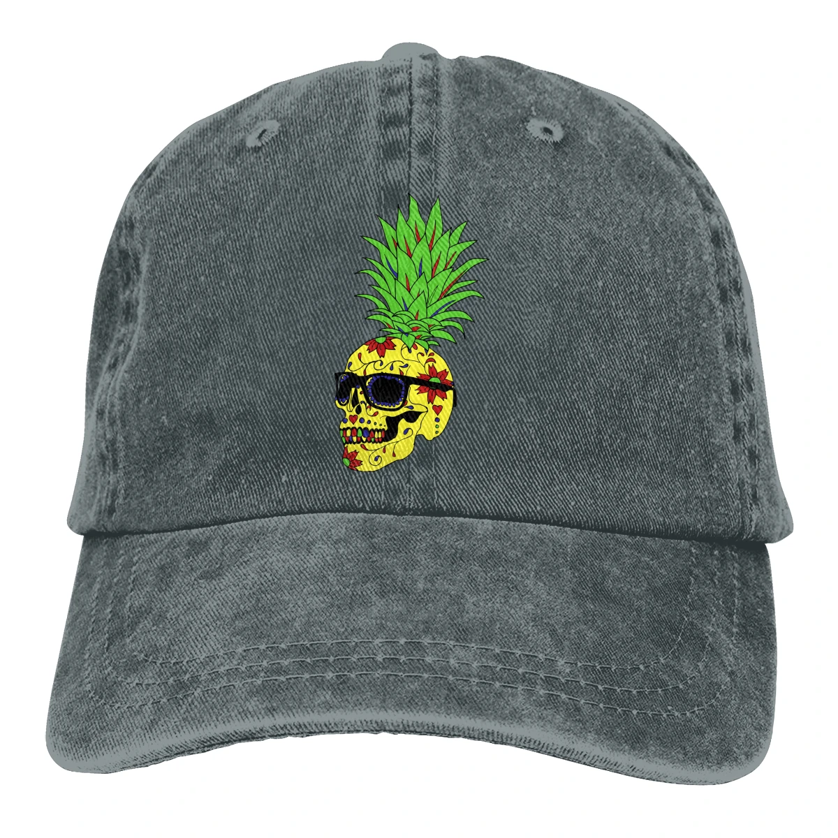 Череп ананаса Casquette черный унисекс Мужские Женские джинсовые бейсболка с ремешком кепки Регулируемый Гольф папа шляпа