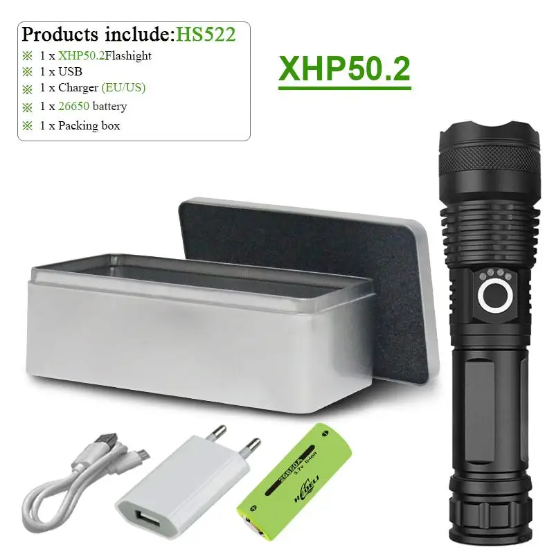 FHS522D1-BOX 250000 блики xhp70.2 самый мощный светодиодный фонарик 18650 или 26650 usb фонарь xhp70 xhp50 фонарь 18650 Охотничий Тактический фонарь - Испускаемый цвет: FHS522D1-BOX