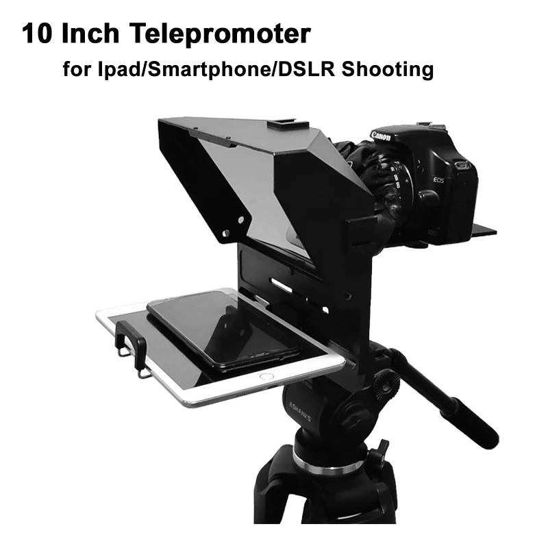 Teleprompter de 10 para tableta, Ipad, teléfono, grabadora de voz, DSLR
