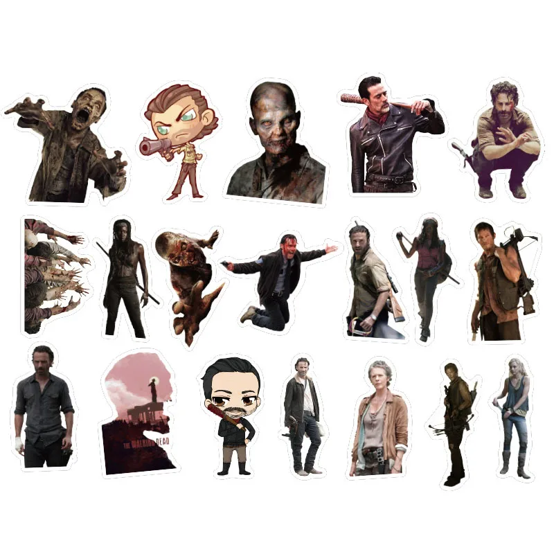50Pcs Walking Dead Vintage Action Movie Stickers For Scrapbooking Laptop Phone Motorcycle Skateboard Luggage Toy Sticker Decals