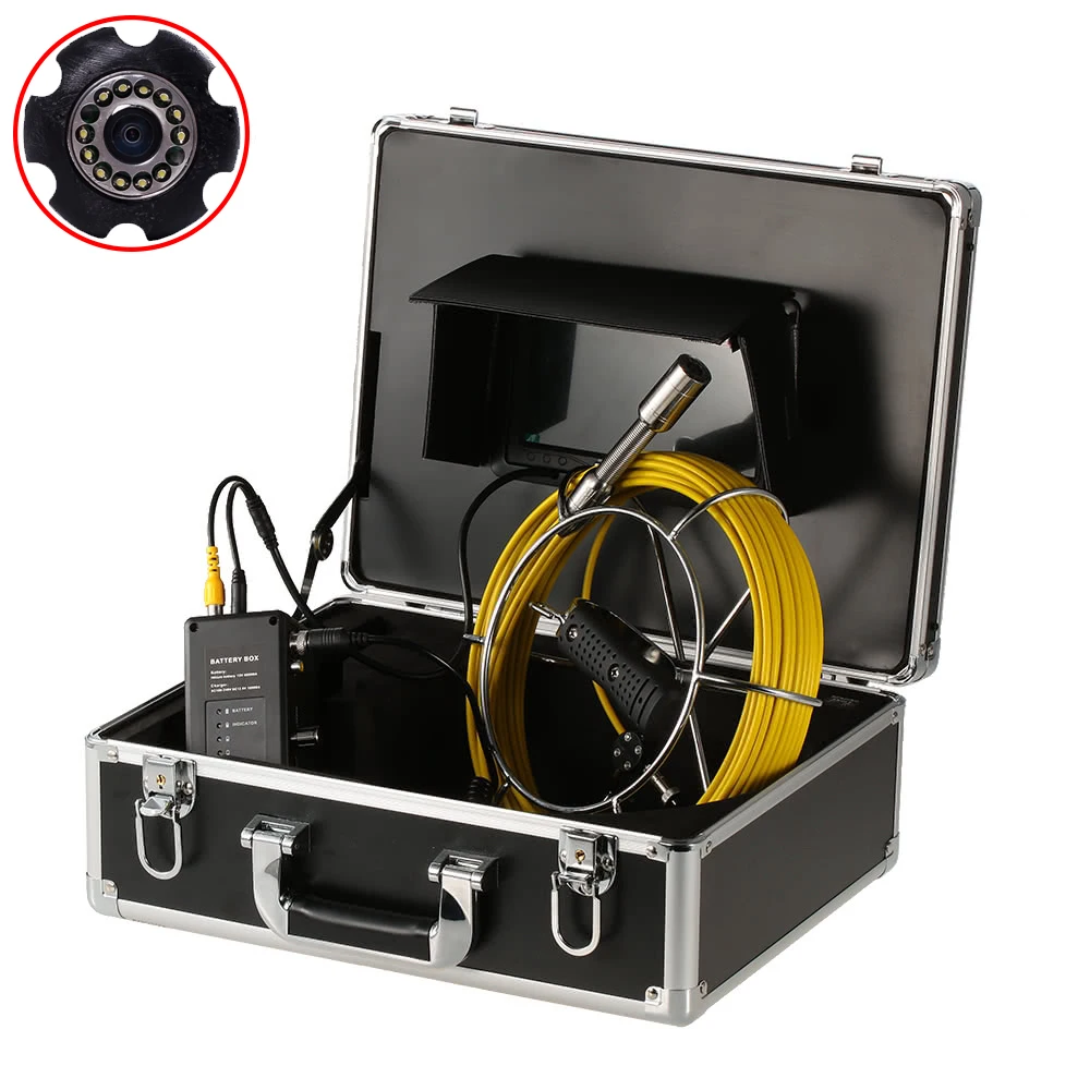 

Промышленный эндоскоп с объективом 23 мм, ручная камера для осмотра канализационных труб с ЖК-дисплеем 7 дюймов, кабель 20 м, для подземных труб