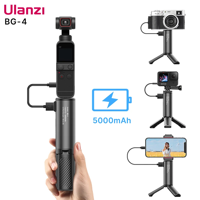 Ulanzi BG-4 Mini Tripod With 5000mAh Power Bank Hand Grip Monopod Portable tripod For Gopro Camera Phone Holder With 1/4 Screw - ANKUX Tech Co., Ltd