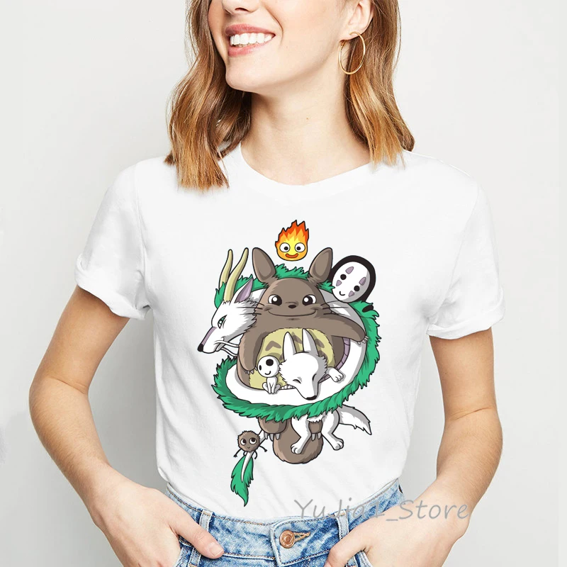 Футболка totoro Spirit Out camiseta mujer Studio Ghibli женская футболка с японским рисунком аниме женская футболка Miyazaki Hayao