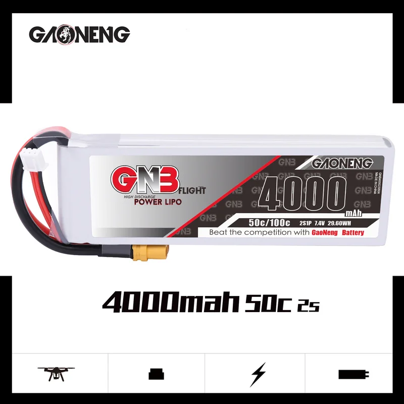 

Gaoneng GNB 4000mAh 2S 50C/100C 7.4V Lipo Battery XT60 XT90 T Plug For RC Quadcopter Airplane Helicopter Car