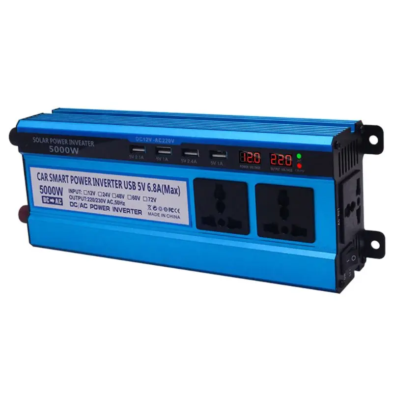 Солнечный инвертор постоянного тока в 12/24V к переменному току 220V 500/3000/4000/5000W 4 Порты usb 2/3 розетки