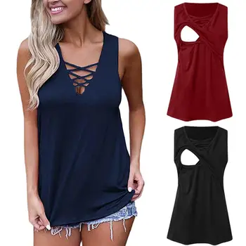 

Maternity wear pregnant women T-shirt women's loose comfortable breastfeeding pregnant women breastfeeding double vest tops brea