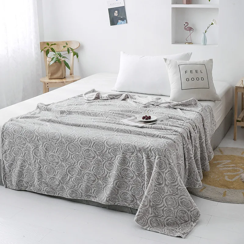 

Autumn and winter new product solid color rose three-dimensional flannel blanket, coral fleece blanket, blanket