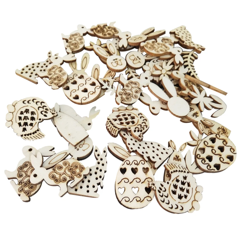 Adornos de madera sin terminar para pintar, 100 Uds.|Decoraciones de fiestas| AliExpress
