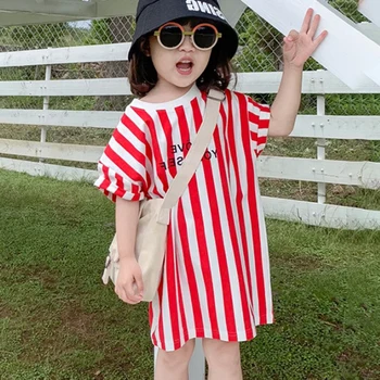 

Baby Girls Clothes Children Toddler Girls Fashion Striped Printing Short Sleeve O-Neck Dress Girls Cotton Casual Summer Dress