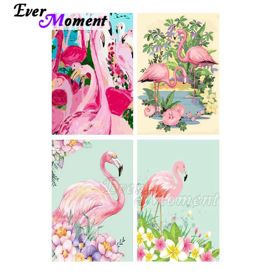 

Ever Moment Diamond Painting Picture Of Rhinestone Flamingo Flower Full Square Drill 5D DIY Diamond Embroidery Decor S2F2313