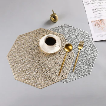 

Creative PVC Placemat For Dining Table Plastic Octagonal Hollow Heat-insulated Pad Waterproof Non Slip Mats Home Decor Hot Mat