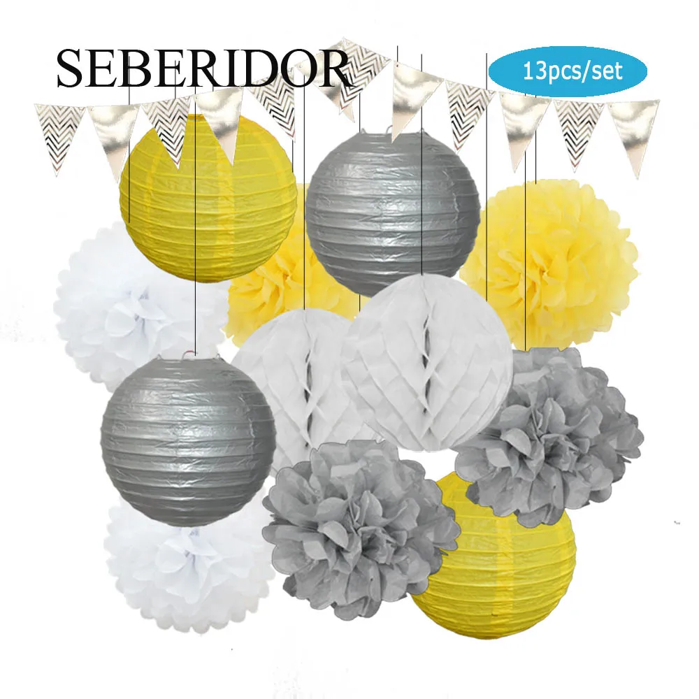 Description Picture 5 of itemNew Year Party Favor Gold Black Set Round Paper Lantern Folding Ball Honeycomb Banner For Baby Baptism Graduation Wedding Decor