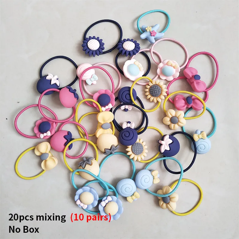 20pcs mixing 10 шт. резинки для волос с мультяшными цветами, цветные эластичные резинки, кольцо для девочек, детская бабочка, резинка, конский хвост, аксессуары, головные уборы - Цвет: 20pcs mixing