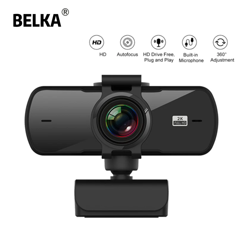 HD 2K Webcam Drive Free Computer PC Web Camera with Microphone for Live Broadcast Video Calling Conference Work | Компьютеры и офис
