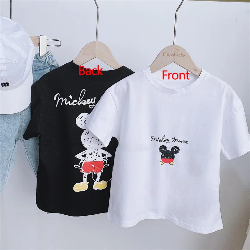 Children T Shirt Girls Tops Mickey Ears American Clothing Round