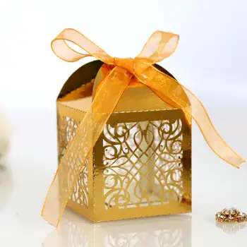 

50pcs Fancy Hollow Laser Cutting Candy Box Birthday Wedding Favors Ferrero Gifts Box For Party Decoration Supplies Favors Bag