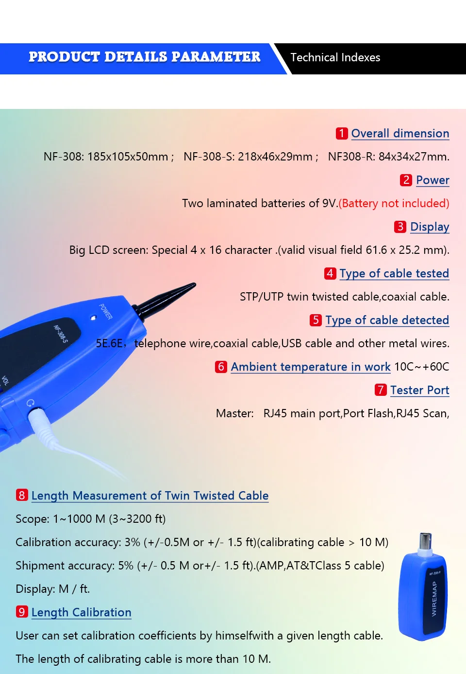 Verificador de Cabos de Rede Localizador de Falhas de Fio Testador de Cabo Azul Nfc _ 308 Usb co Rj11 Cor 14 Cheap Ferramentas de rede