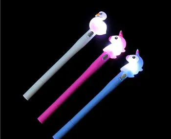

100pcs/Lot Wholesale New Unicorn Light Pen Creative Gel Pen Cute Cartoon Modeling Pen Writing Supplies GP 2-4