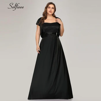 

Plus Size Black Summer Dresses A-Line With Jacket Sleeve Elegant Lace Maxi Dresses Woman Party Night Dresses Jurken Zomer 2020