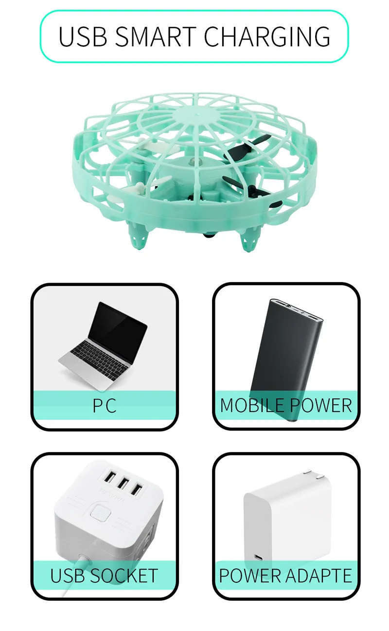 JDRC JD10  Mini Drone UFO Infrared Sensing Control Hand Aircraft Quadcopter Infraed Induction Intlligent Blue/Green RC Kid Toy