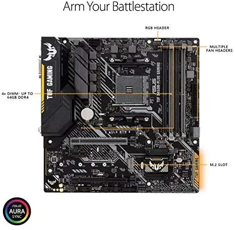 Asus TUF B450M-PLUS GAMING AMD Ryzen 2 AM4 DDR4 HDMI DVI-D M.2