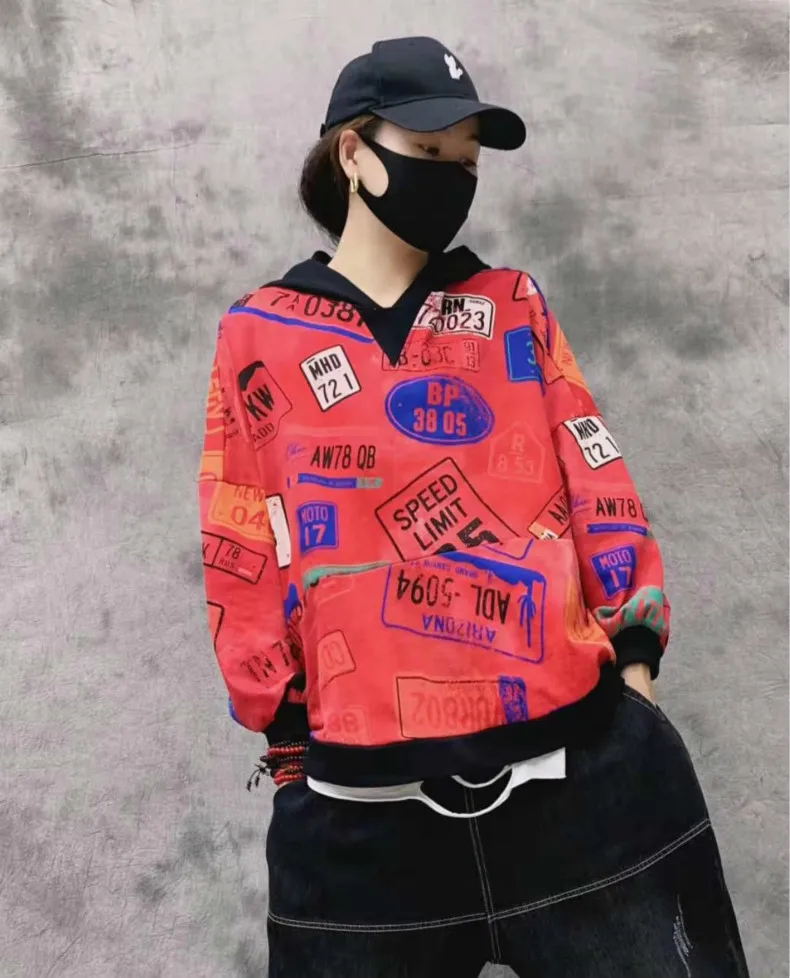 Max LuLu осень в Корейском стиле; модная брендовая одежда для девочек одежда в стиле панк Для женщин печатных Толстовки с капюшоном свободные уличная Повседневное напечатаны кофты