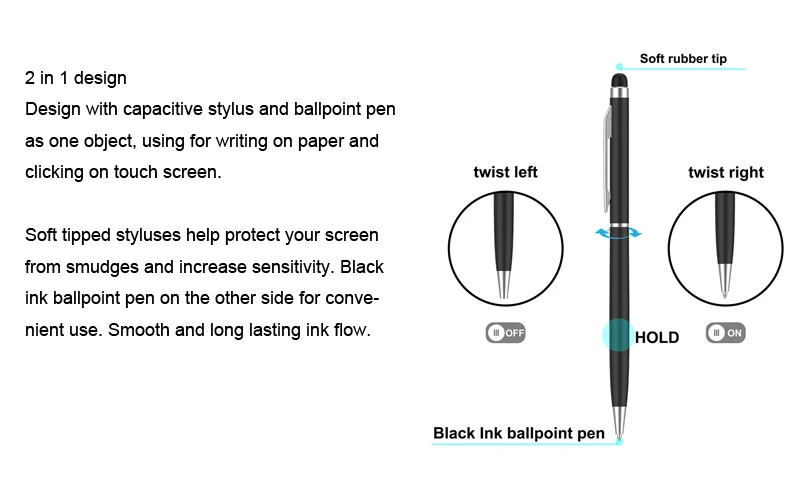 10 шт 12 цветов мини металлический 2 в 1 сенсорный экран Стилус Универсальный роллер, шариковая ручка для iPhone iPad samsung планшетный ПК Galaxy