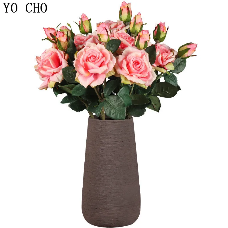 

Real Touch Rose artifici flower Latex Coated real Silk Flower bouquet bridesmaid decor flower wedding home Artificial Flowers