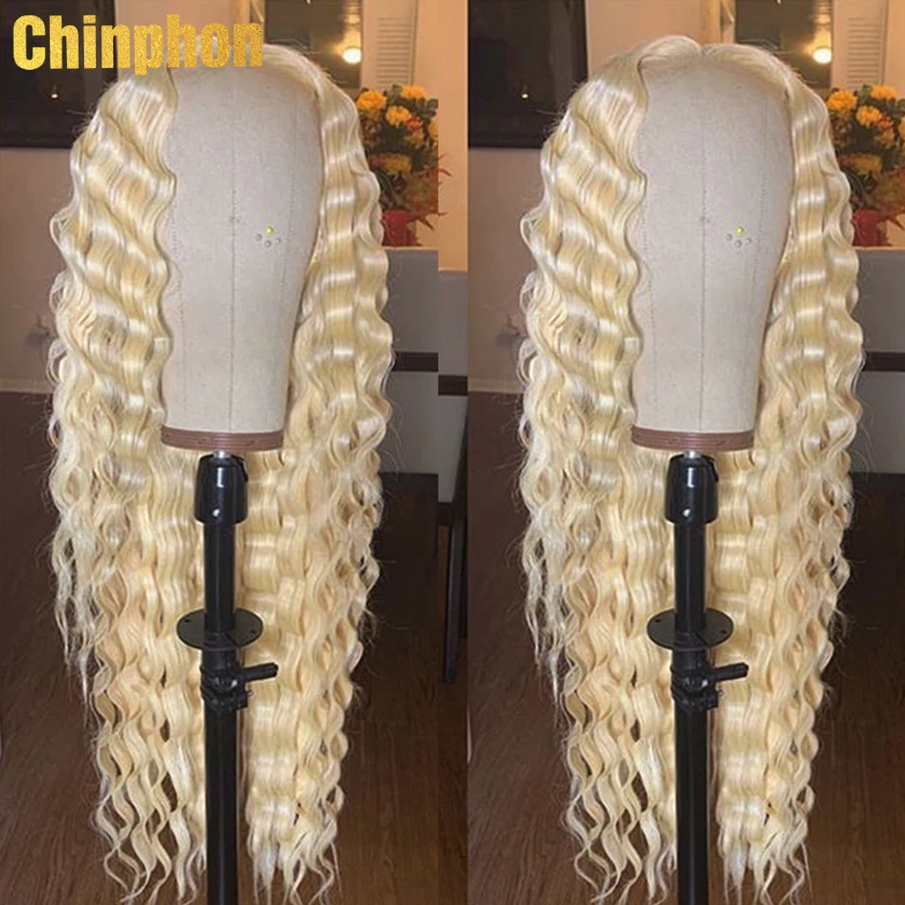 Photo Product 32 Inch HD Lace Front Wig Human hair wigs Deep Wave 13x4 Lace Frontal wigs 613 Honey Blonde For Women Pre Plucked Brazilian Remy