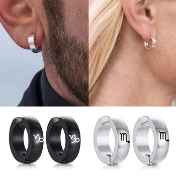 

Custom Constellation Pairs Mens Punk Stainless Steel Clip Ear Stud Cuff Hoop Non-Piercing Clip-on Earrings for Women Men Gifts