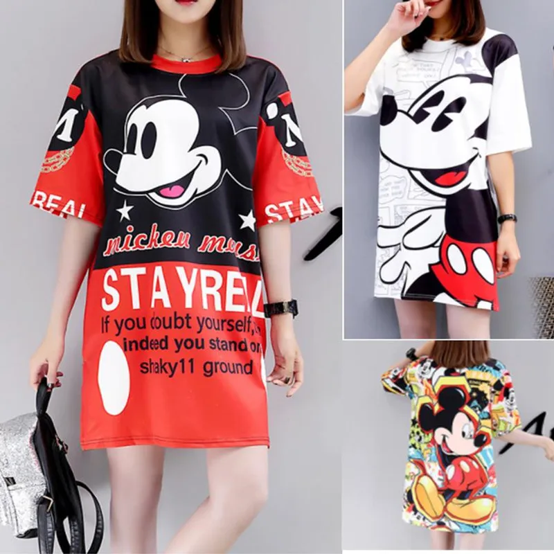 

Beatiful 23 Colors 2019 Spring Summer New European Fashion Cartoon Printed Women Shirt Round Collar Loose Personality T-shirt