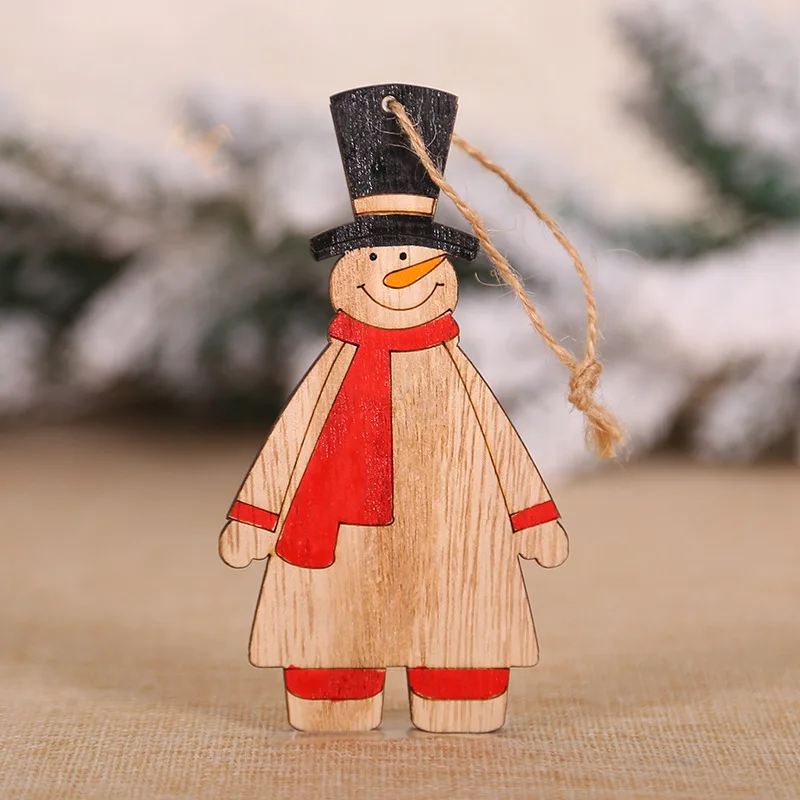 100 шт деревянные рождественские украшения мини-елочные украшения Санта-Клаус Снеговик Олень рождественские вечерние украшения для дома год - Цвет: 13cm B