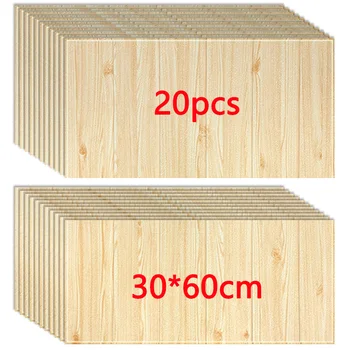 

3D Wooden Wall Sticker Living Room Home Decor PE Foam Waterproof Wall Covering Wallpaper For TV Background Kids Room 60*60cm