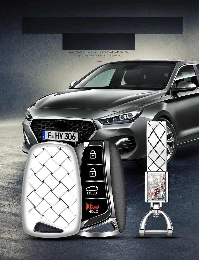 Мягкий чехол для ключей от машины на клею для 2013 HYUNDAI SANTA FE IX45 GENESIS EQUUS AZERA брелок без ключа с кристаллами и бриллиантами