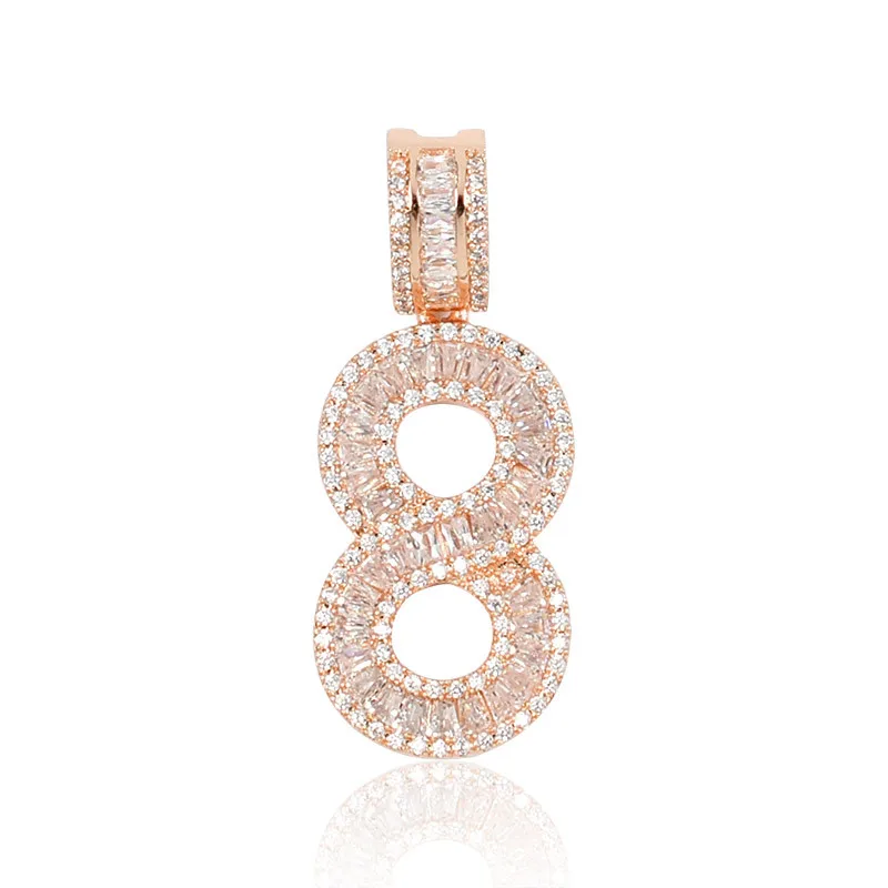 Bling Iced Out цифры ожерелье для мужчин и женщин Подарки геометрический циркон кулон ожерелье Мода хип хоп ювелирные изделия